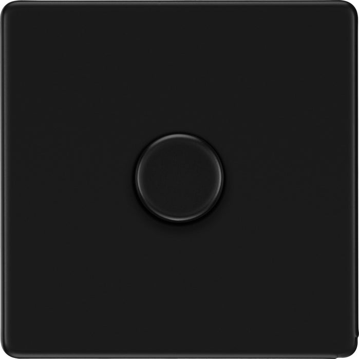 BG FFB81 Flatplate Screwless 2-Way Single Trailing Edge Dimmer Push On/Off - Matt Black - westbasedirect.com