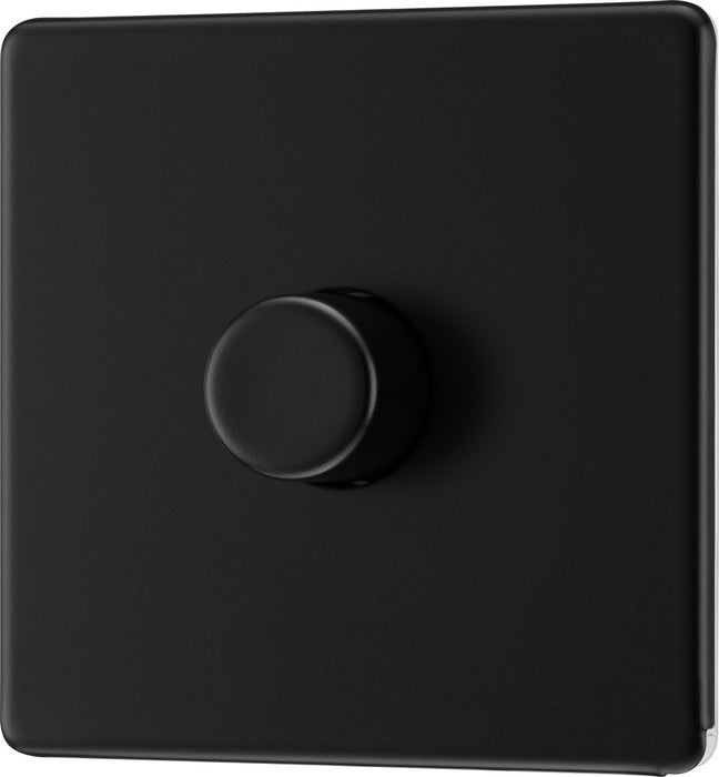 BG FFB81 Flatplate Screwless 2-Way Single Trailing Edge Dimmer Push On/Off - Matt Black - westbasedirect.com