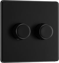 BG FFB82 Flatplate Screwless 2-Way Double Trailing Edge Dimmer Push On/Off - Matt Black