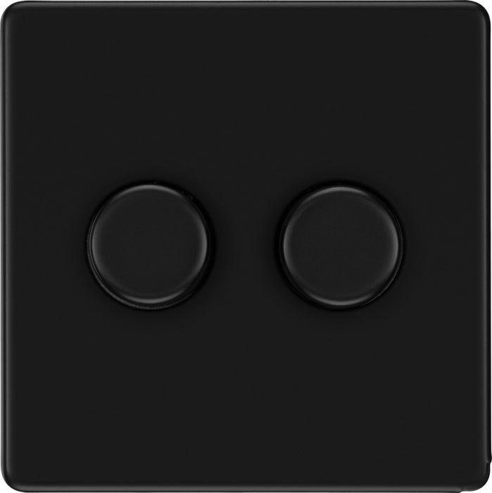 BG FFB82 Flatplate Screwless 2-Way Double Trailing Edge Dimmer Push On/Off - Matt Black - westbasedirect.com
