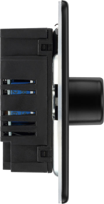 BG FFB82 Flatplate Screwless 2-Way Double Trailing Edge Dimmer Push On/Off - Matt Black - westbasedirect.com
