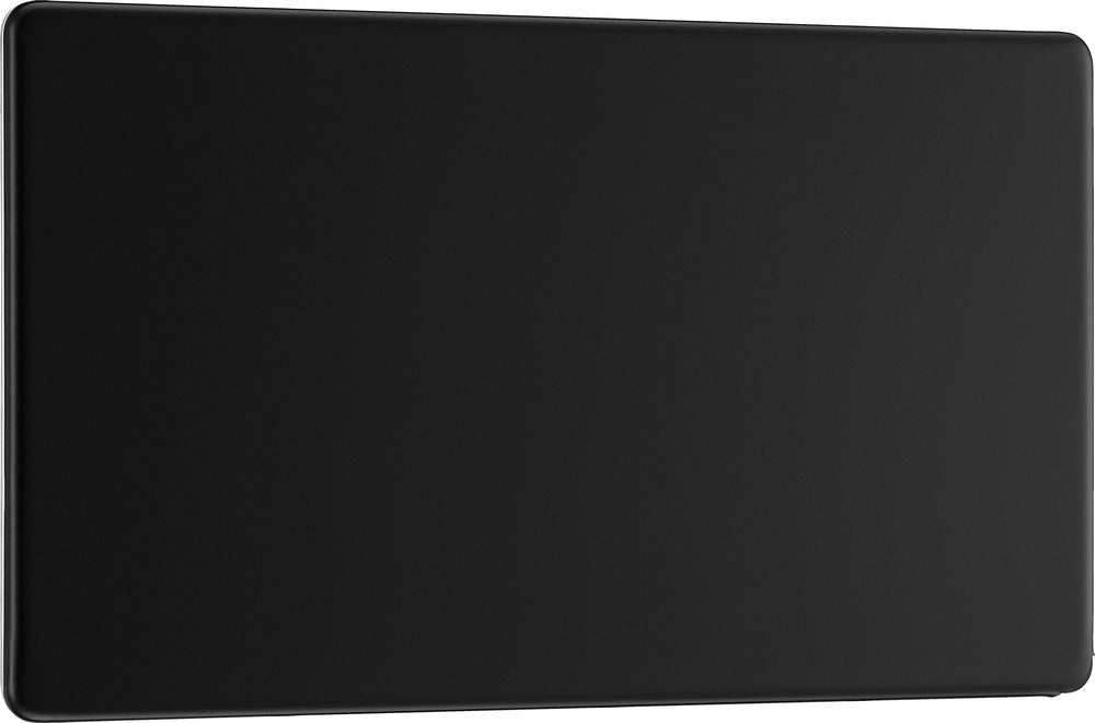 BG FFB95 Flatplate Screwless Double Blanking Plate - Matt Black - westbasedirect.com