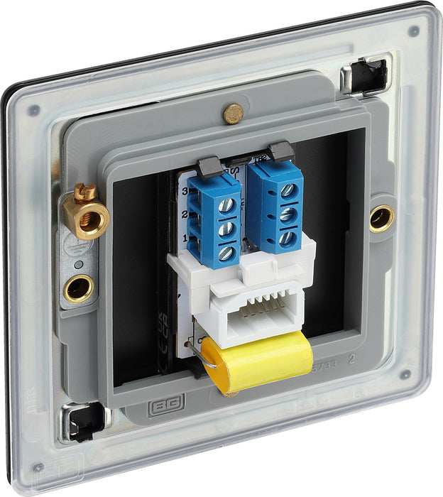 BG FFBBTM1 Flatplate Screwless Master Telephone Socket - Matt Black - westbasedirect.com