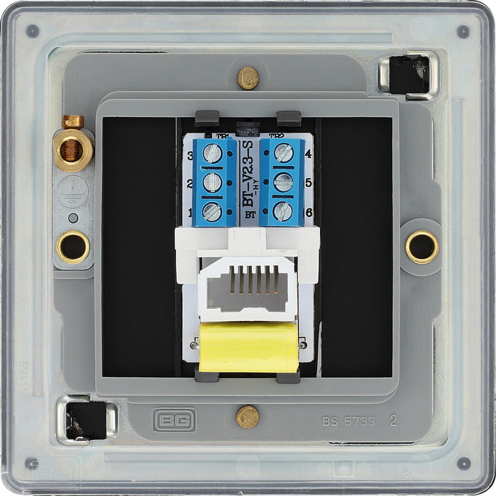 BG FFBBTM1 Flatplate Screwless Master Telephone Socket - Matt Black - westbasedirect.com