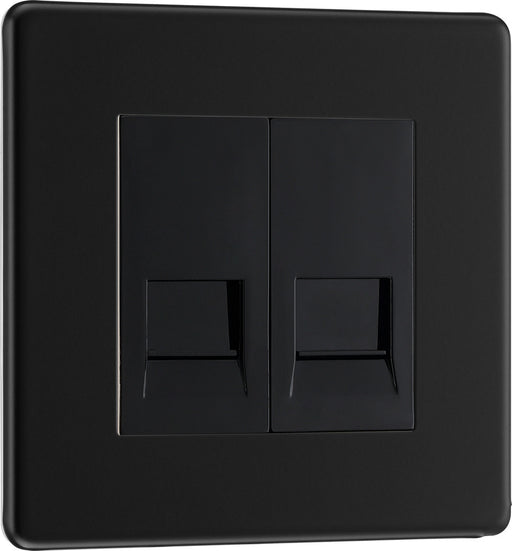 BG FFBBTM2 Flatplate Screwless Double Master Telephone Socket - Matt Black - westbasedirect.com