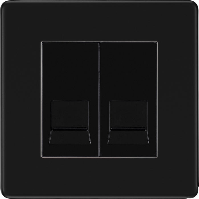 BG FFBBTM2 Flatplate Screwless Double Master Telephone Socket - Matt Black - westbasedirect.com