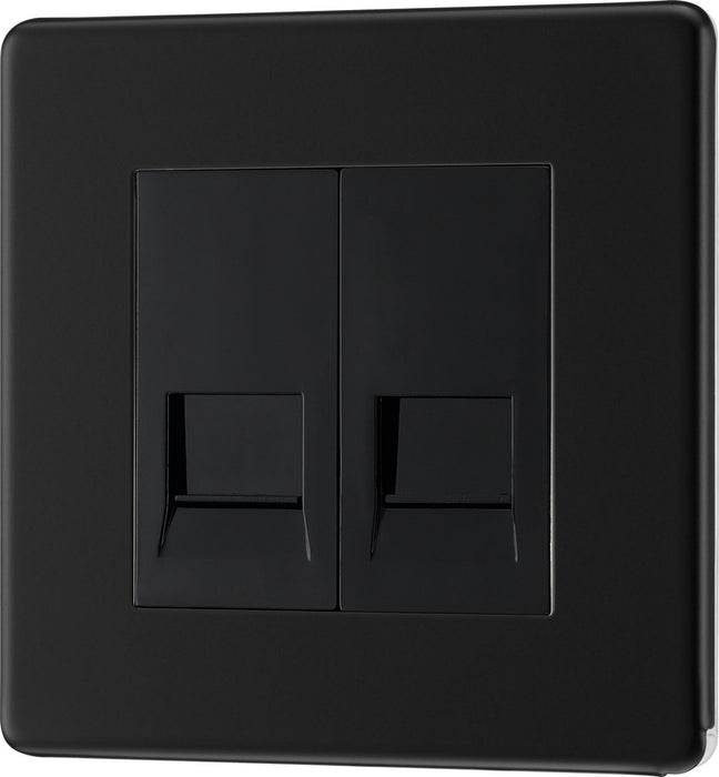 BG FFBBTM2 Flatplate Screwless Double Master Telephone Socket - Matt Black - westbasedirect.com