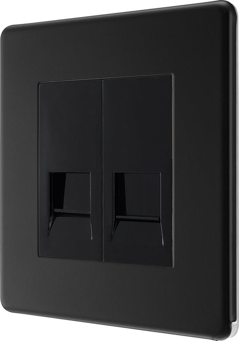 BG FFBBTM2 Flatplate Screwless Double Master Telephone Socket - Matt Black - westbasedirect.com