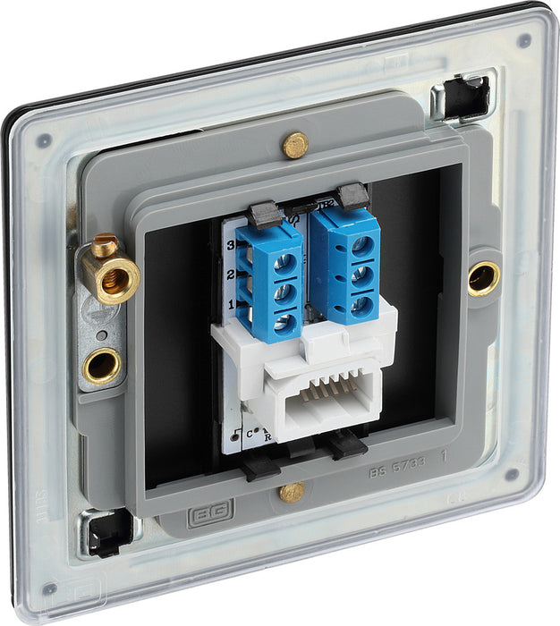BG FFBBTS1 Flatplate Screwless Slave Telephone Socket - Matt Black - westbasedirect.com