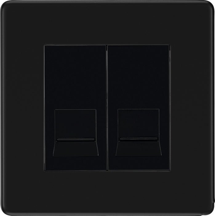 BG FFBBTS2 Flatplate Screwless Double Slave Telephone Socket - Matt Black - westbasedirect.com