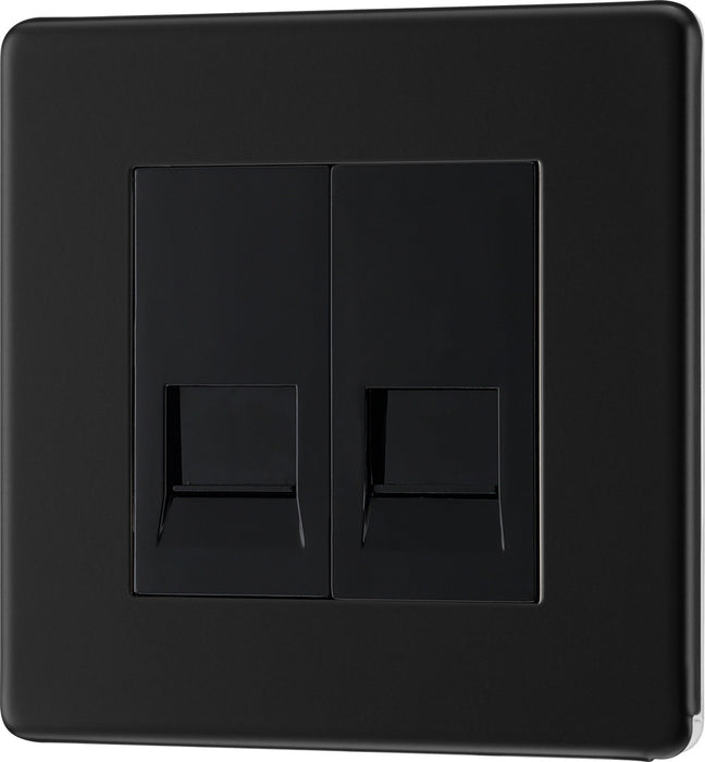BG FFBBTS2 Flatplate Screwless Double Slave Telephone Socket - Matt Black - westbasedirect.com