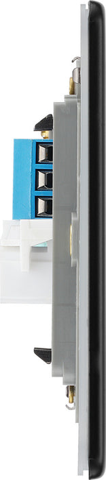 BG FFBBTS2 Flatplate Screwless Double Slave Telephone Socket - Matt Black - westbasedirect.com