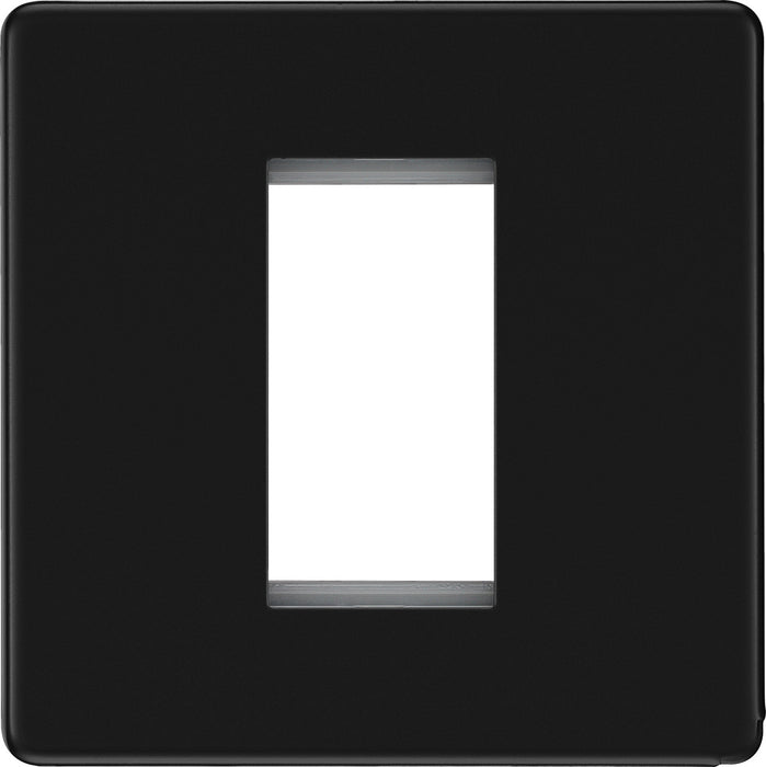 BG FFBEMS1 Flatplate Screwless Single Euro Module Faceplate - Matt Black - westbasedirect.com