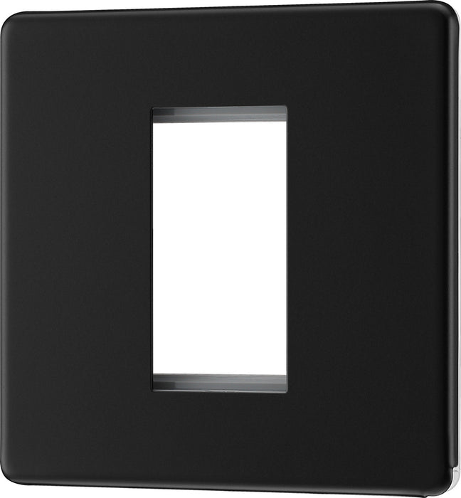 BG FFBEMS1 Flatplate Screwless Single Euro Module Faceplate - Matt Black - westbasedirect.com