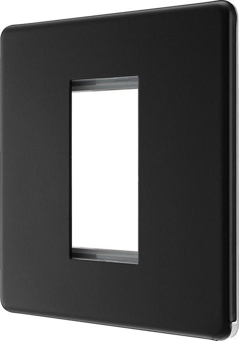 BG FFBEMS1 Flatplate Screwless Single Euro Module Faceplate - Matt Black - westbasedirect.com
