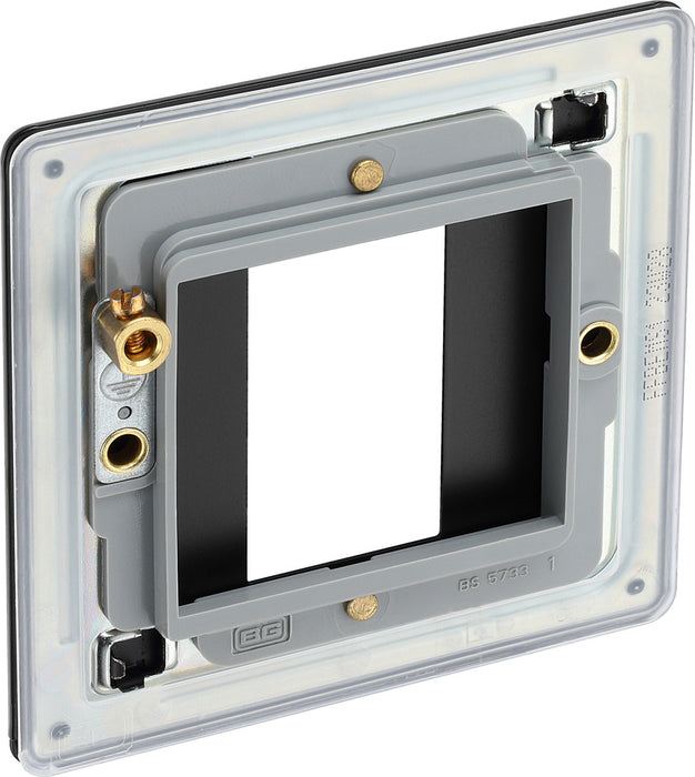 BG FFBEMS1 Flatplate Screwless Single Euro Module Faceplate - Matt Black - westbasedirect.com