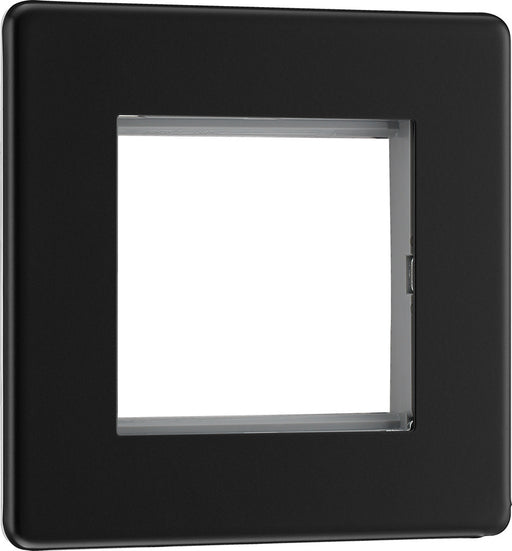 BG FFBEMS2 Flatplate Screwless Twin Euro Module Faceplate - Matt Black - westbasedirect.com