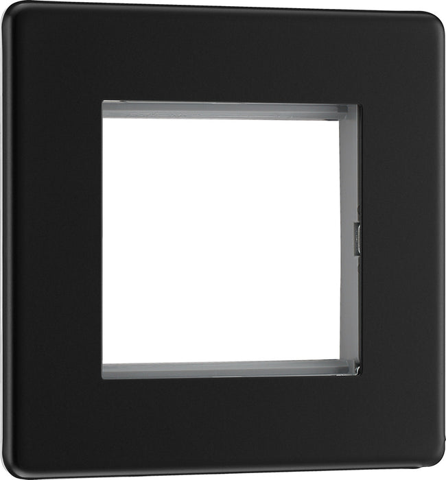 BG FFBEMS2 Flatplate Screwless Twin Euro Module Faceplate - Matt Black - westbasedirect.com