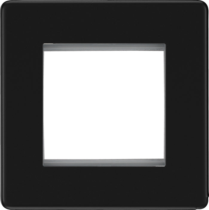 BG FFBEMS2 Flatplate Screwless Twin Euro Module Faceplate - Matt Black - westbasedirect.com