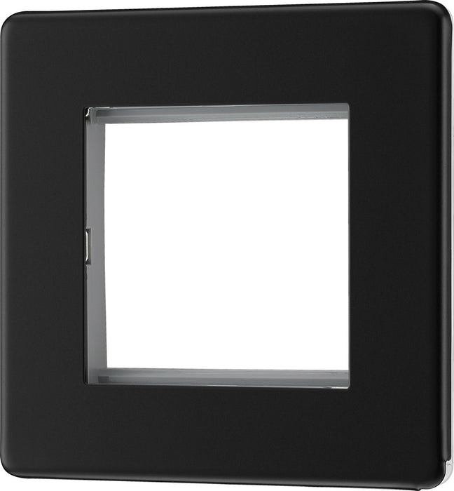 BG FFBEMS2 Flatplate Screwless Twin Euro Module Faceplate - Matt Black - westbasedirect.com