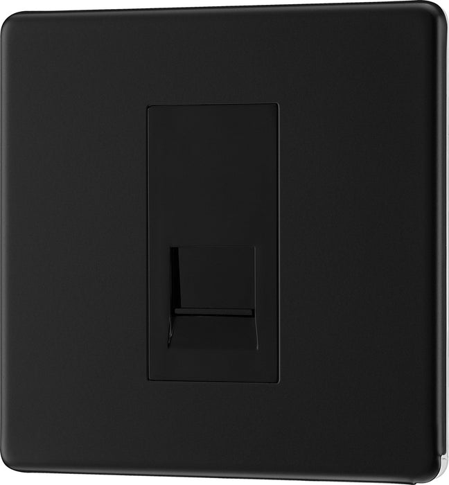 BG FFBRJ111 Flatplat Screwless RJ11 Single Data Outlet Socket - Matt Black - westbasedirect.com