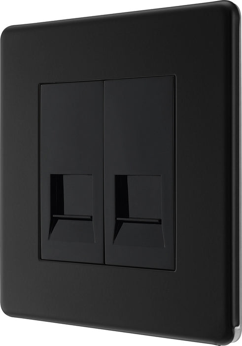 BG FFBRJ112 Flatplat Screwless RJ11 Double Data Outlet Socket - Matt Black - westbasedirect.com