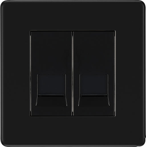 BG FFBRJ112 Flatplat Screwless RJ11 Double Data Outlet Socket - Matt Black - westbasedirect.com