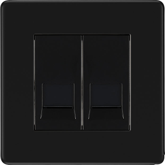BG FFBRJ112 Flatplat Screwless RJ11 Double Data Outlet Socket - Matt Black - westbasedirect.com