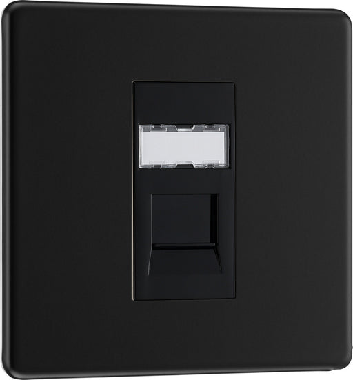 BG FFBRJ451 Flatplate Screwless RJ45 Single Data Outlet Socket - Matt Black - westbasedirect.com
