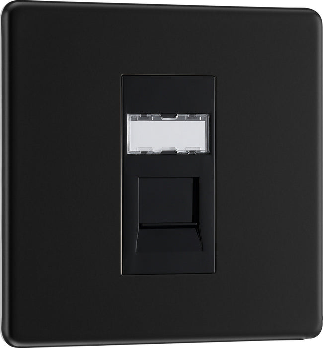 BG FFBRJ451 Flatplate Screwless RJ45 Single Data Outlet Socket - Matt Black - westbasedirect.com