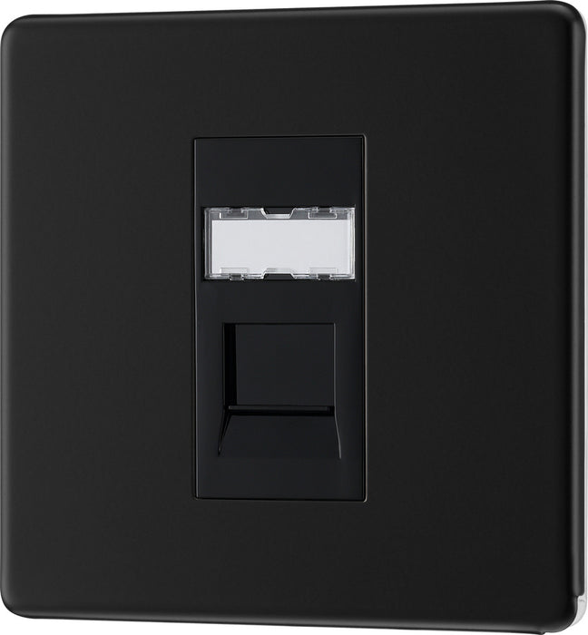 BG FFBRJ451 Flatplate Screwless RJ45 Single Data Outlet Socket - Matt Black - westbasedirect.com