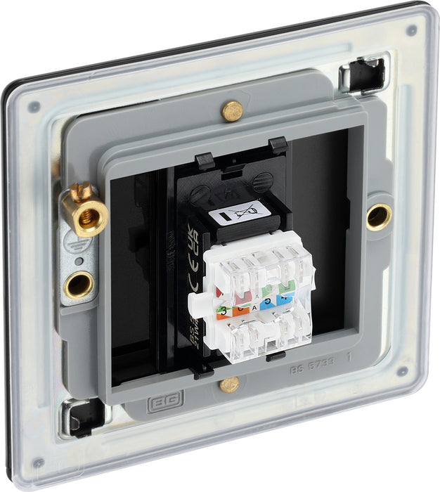 BG FFBRJ451 Flatplate Screwless RJ45 Single Data Outlet Socket - Matt Black - westbasedirect.com