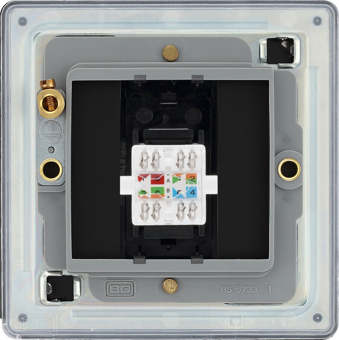 BG FFBRJ451 Flatplate Screwless RJ45 Single Data Outlet Socket - Matt Black - westbasedirect.com