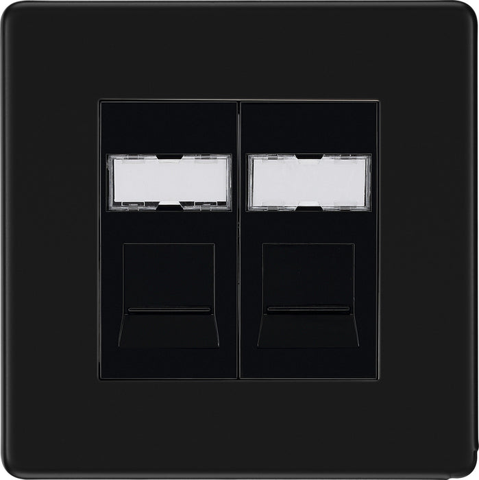 BG FFBRJ452 Flatplate Screwless RJ45 Double Data Outlet Socket - Matt Black - westbasedirect.com