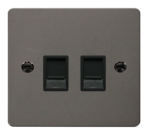 Click Define FPBN118BK Flat Plate Twin RJ45 Outlet - Black Nickel (Black) - westbasedirect.com