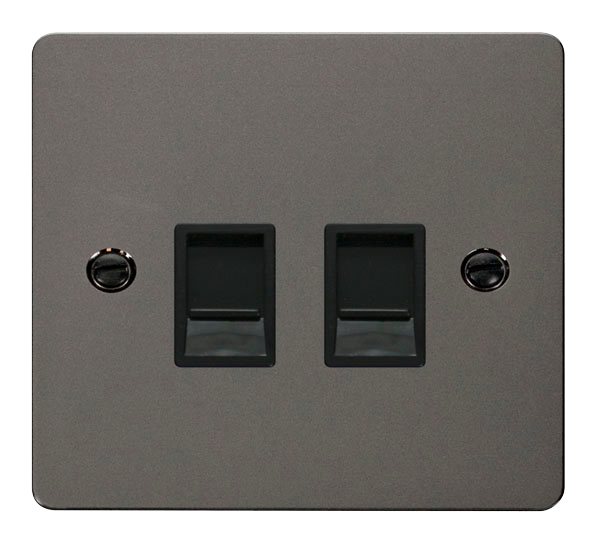 Click Define FPBN118BK Flat Plate Twin RJ45 Outlet - Black Nickel (Black) - westbasedirect.com