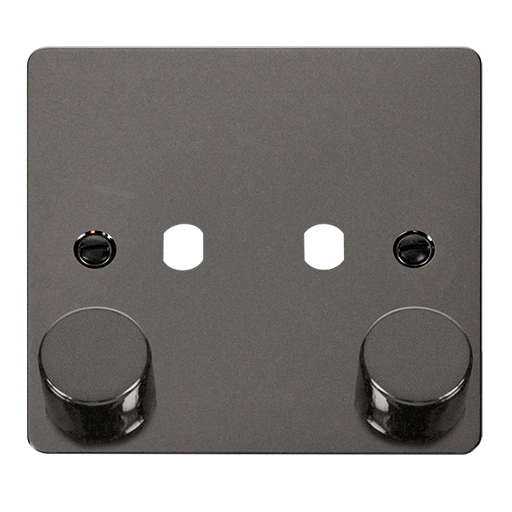 Click Define FPBN152PL Flat Plate 2G Unfurnished Dimmer Plate & Knobs (800W Max) - Black Nickel - westbasedirect.com