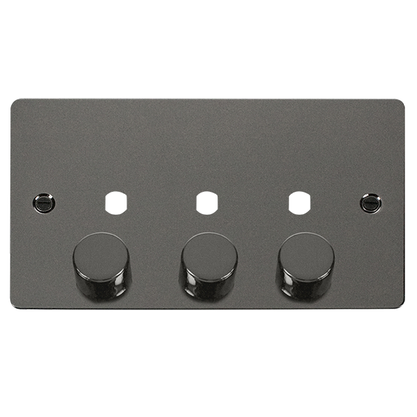 Click Define FPBN153PL Flat Plate 3G Unfurnished Dimmer Plate & Knobs (1200W Max) - Black Nickel - westbasedirect.com