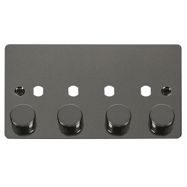 Click Define FPBN154PL Flat Plate 4G Unfurnished Dimmer Plate & Knobs (1600W Max) - Black Nickel - westbasedirect.com