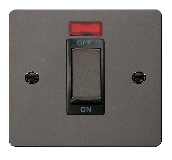 Click Define FPBN501BK Flat Plate 45A Ingot 1G Double Pole Switch + Neon - Black Nickel (Black) - westbasedirect.com