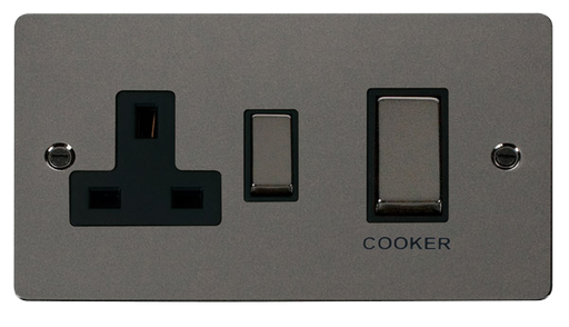 Click Define FPBN504BK Flat Plate 45A Ingot 2G DP Switch + 13A DP Switched Socket - Black Nickel (Black) - westbasedirect.com