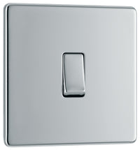 BG FPC12 Flatplate Screwless 20A 16AX 2 Way Single Light Switch - Polished Chrome