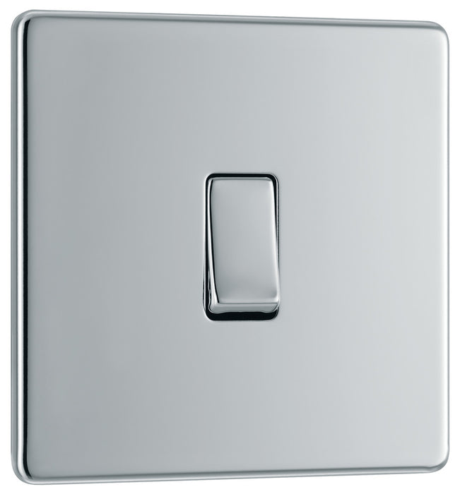 BG FPC12 Flatplate Screwless Single Light Switch 10A - Polished Chrome - westbasedirect.com