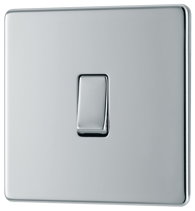 BG FPC12 Flatplate Screwless Single Light Switch 10A - Polished Chrome (5 Pack) - westbasedirect.com