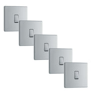 BG FPC12x5 Flatplate Screwless 20A 16AX 2 Way Single Light Switch - Polished Chrome (5 Pack)