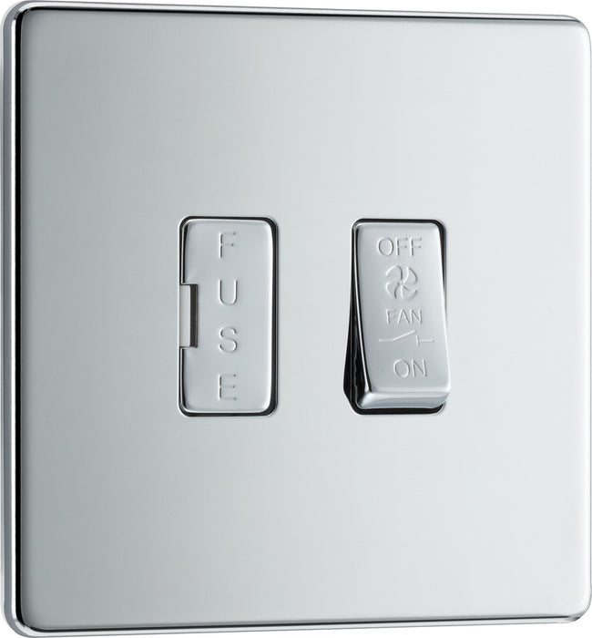 BG FPC15F Flatplate Screwless Triple Pole Fused Fan Isolator Switch 10A - Polished Chrome - westbasedirect.com