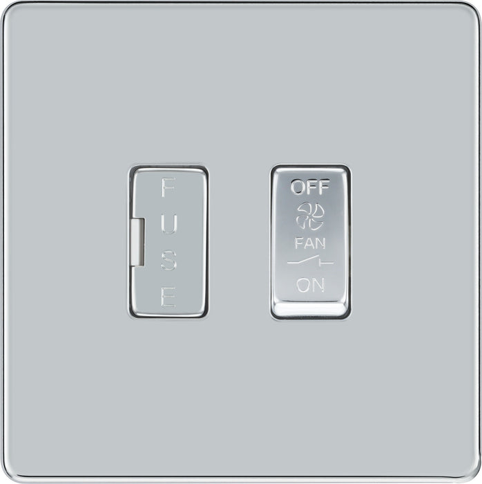 BG FPC15F Flatplate Screwless Triple Pole Fused Fan Isolator Switch 10A - Polished Chrome - westbasedirect.com