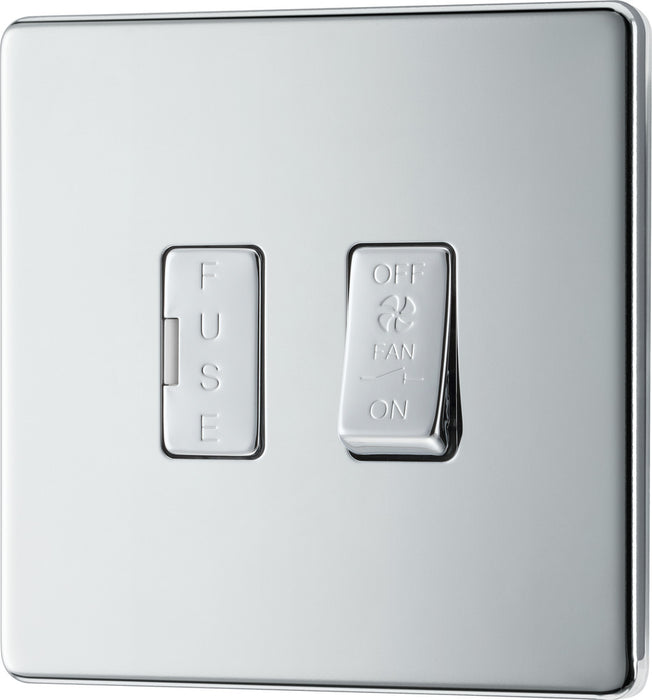 BG FPC15F Flatplate Screwless Triple Pole Fused Fan Isolator Switch 10A - Polished Chrome - westbasedirect.com