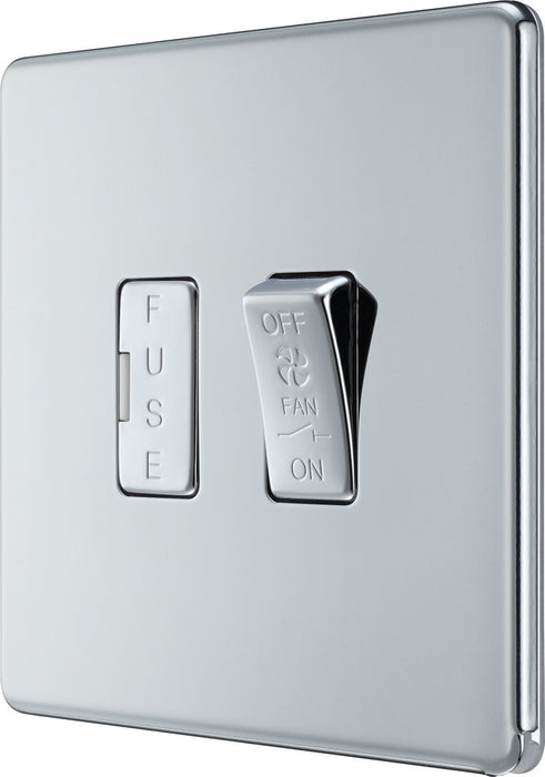 BG FPC15F Flatplate Screwless Triple Pole Fused Fan Isolator Switch 10A - Polished Chrome - westbasedirect.com