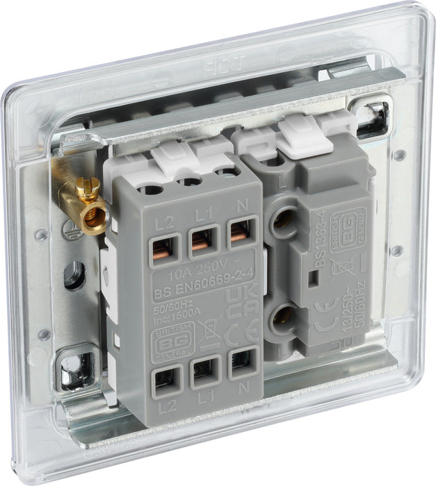 BG FPC15F Flatplate Screwless Triple Pole Fused Fan Isolator Switch 10A - Polished Chrome - westbasedirect.com